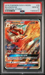 2018 Pokemon Sun & Moon Celestial Storm Blaziken GX #28 New Cert PSA 10 - Picture 1 of 2