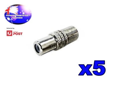 From OZ Quality 5PC TYPE F Female Coaxial to RCA Female TV Aerial Adaptor + F.P! - Image 1 of 4