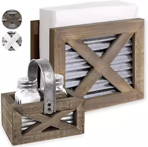 Farmhouse Napkin Holder and Adorable Farmhouse Salt and Pepper Shakers Set with - Picture 1 of 8