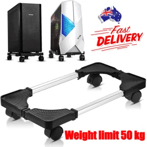 Adjustable PC Case computer CPU Stand Holder Floor Stand Trolley With 4 Casters - Picture 1 of 13