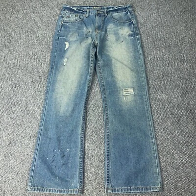 Мужские джинсы Carbon Boot Cut 34x32 синяя джинсовая ткань выцветшие брызги искусственно состаренной краски - Изображение 1 из 4