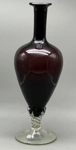 Purple Amethyst Art Glass Decanter Twisted Foot Italian Empoli, MCM - Picture 1 of 5