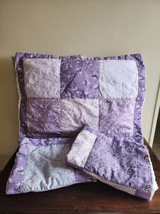 Set Of 3 American Hometex Quilted Paisley Purple Standard Pillow Shams Shabby - Picture 1 of 12