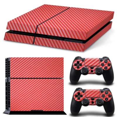 Carbon Fiber Red Vinyl Wrap Decal Skin Sticker for SONY PS4 Console &Controllers - Image 1 of 4