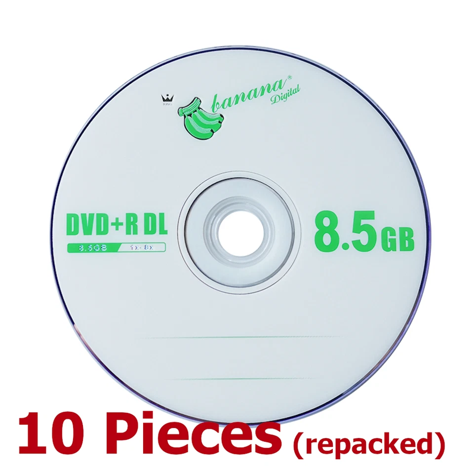 DVD+R DL 8x Blank DVD Dual Double Layer 8.5 GB Recordable Banana - 10 Discs - Image 1 of 1