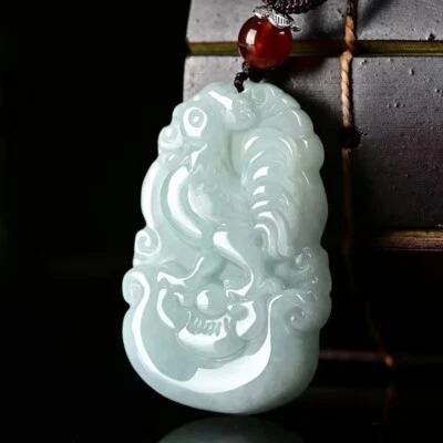 Natural Authentic Green A Jade Jadeite China Style Chicken Pendant 生肖鸡 Foto 1 de 4