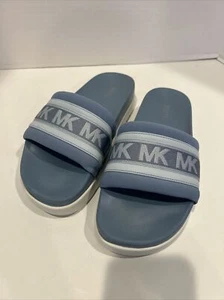 MICHAEL Michael Kors Tyra stripe Slide Sandal Women’s Size 8- rare blue color - Picture 1 of 6