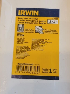 Irwin 1/2" x 9" Long Hex Key Wrench 10595 USA - Image 1 of 3
