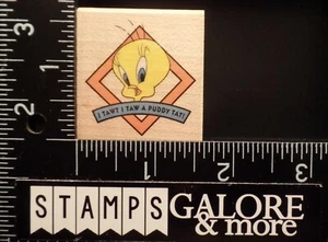 RUBBER STAMPEDE RUBBER STAMPS A719C LOONEY TUNES TWEETY'S LINE PUDDY TAT #1927 - Picture 1 of 2