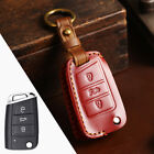 Leder Schlüsselhülle Fernbedienung Cover Schutz für Skoda Octavia VW Polo Rot