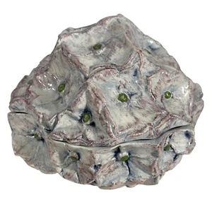 Vietri Italy Hydrangea Flower Trinket Box Pink and Lavender Lidded 5" Floral - Picture 1 of 6