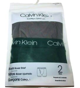 Calvin Klein Boys 2 Pack Boxer Briefs Blue Gray Navy Black Red Green New Cotton
