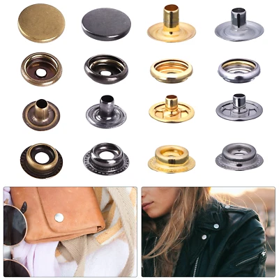 Metal Snap Fasteners Press Studs Buttons Poppers Button Leather 10mm 12.5mm 15mm - Image 1 of 4