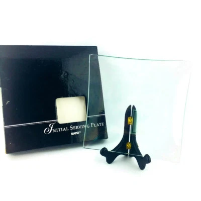 Plato cuadrado para servir GANZ BELLA CASA inicial transparente con detalles esmerilados Foto 1 de 4