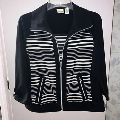 Chaqueta para mujer Zenergy by Chicos talla 0 pequeña negra cremallera completa ligera elástica Foto 1 de 4