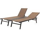 Patiojoy 2-Person Patio Chaise Lounge Chair 6-Position Back Adjust Middle Panel