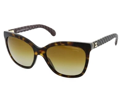 CHANEL CH 5288-Q 714/S9 57mm Havana Quilted Leather Polarized Sunglasses Italy - Image 1 of 4