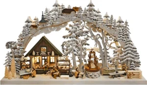 RATAGS 3D Schwibbogen groß, erzgeb. Kunsthandwerk mit Raureif #9990-708FGR - Picture 1 of 2