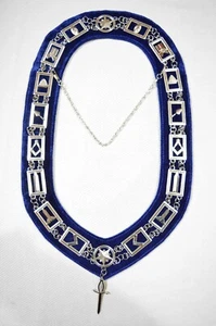 COLLAR DE CADENA DE LODGE AZUL MASÓNICO CON JOYA OFICIAL DE ALICATES GRATIS - Imagen 1 de 4