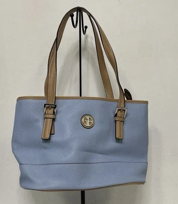 Giani Bernini Baby Blue Faux Leather Purse Handbag Tote Bag Satchel - Image 1 of 4