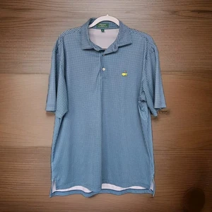 Peter Millar Designed Masters Blue Check Stretch Golf Polo Shirt Mens Size M EUC - Picture 1 of 14