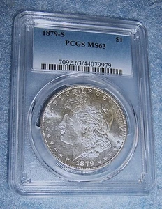 1879-S Morgan Silver $1 Dollar PCGS MS 63 (Lot 47) - Picture 1 of 6
