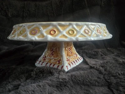 Mark Roberts Gingerbread Man Peppermint Footed Cake Stand  10” x 5” RARE  - Image 1 of 4