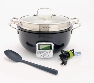 GreenPan Elite Essential Smart Electric 6 QT Skillet Steamer & Tool - Black NEW - Picture 1 of 13
