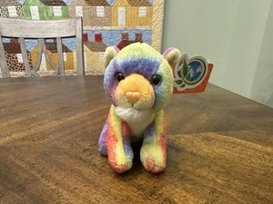 Wild Republic Pocketkins Eco Rainbow Tiger 5” Stuffed Animal Toy Cutie w/ Tag - Picture 1 of 3