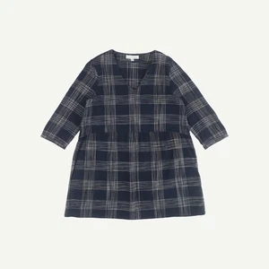 Seasalt Cornwall Womens Navy Cotton Checked Mid sleeved Tunic Top Size 14 - Picture 1 of 13