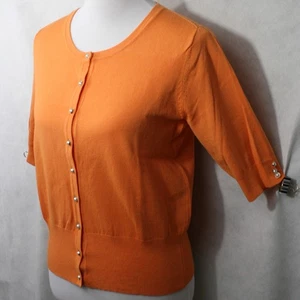 Audrey & Grace orange Viskose Mischung Stretch vorne geknöpft Bluse GR. L EUC - Bild 1 von 7