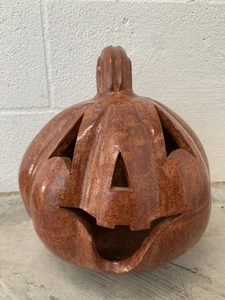 Halloween Jack-o'-Lantern Terracota Esmaltada/Calabaza Cerámica 🎃 México 12" Alto - Imagen 1 de 11