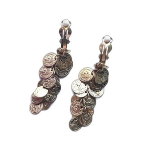 Vintage Gold Colored Clip-On Coin Earrings One Size - Picture 1 of 10