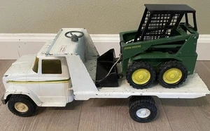 RARE ERTL John Deere ‘70s Vtg Tilt Flatbed Delivery Truck & Skid Steer, 1:16  - Picture 1 of 13
