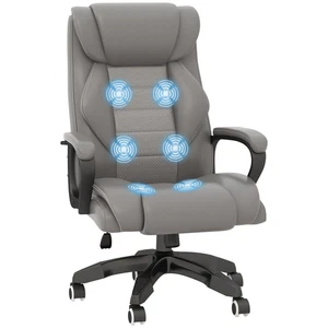 Grey PU Leather Executive Office Chair with 6 Massage Points, 64x74x120cm - Picture 1 of 9
