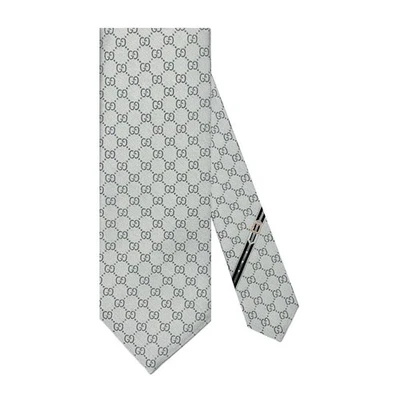 Corbata de seda Gucci patrón GG plateada 1962 4B002 456520 127476645 Foto 1 de 4