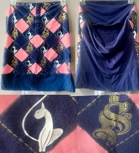 BABY PHAT VINTAGE Y2K NAVY/PINK CHECKER BOARD KATZE/MONOGRAMM TRÄGERLOSES TOP Gr.XL - Bild 1 von 6