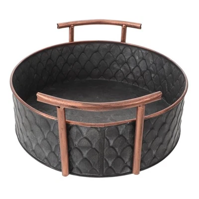  Cesta de almacenamiento de hierro retro bandeja redonda de granja para servir pan galvanizado Foto 1 de 4