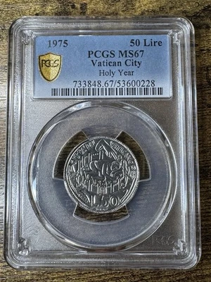 VATICAN CITY Paul VI 50 Lire 1975 PCGS MS67 Holy Year KM-129 Low Population! - Image 1 of 4