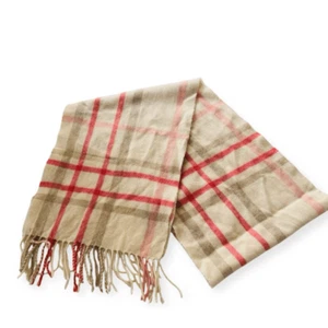 Bufanda a cuadros Cashmere by Charter Club 100 % cachemir beige/rosa - Imagen 1 de 3