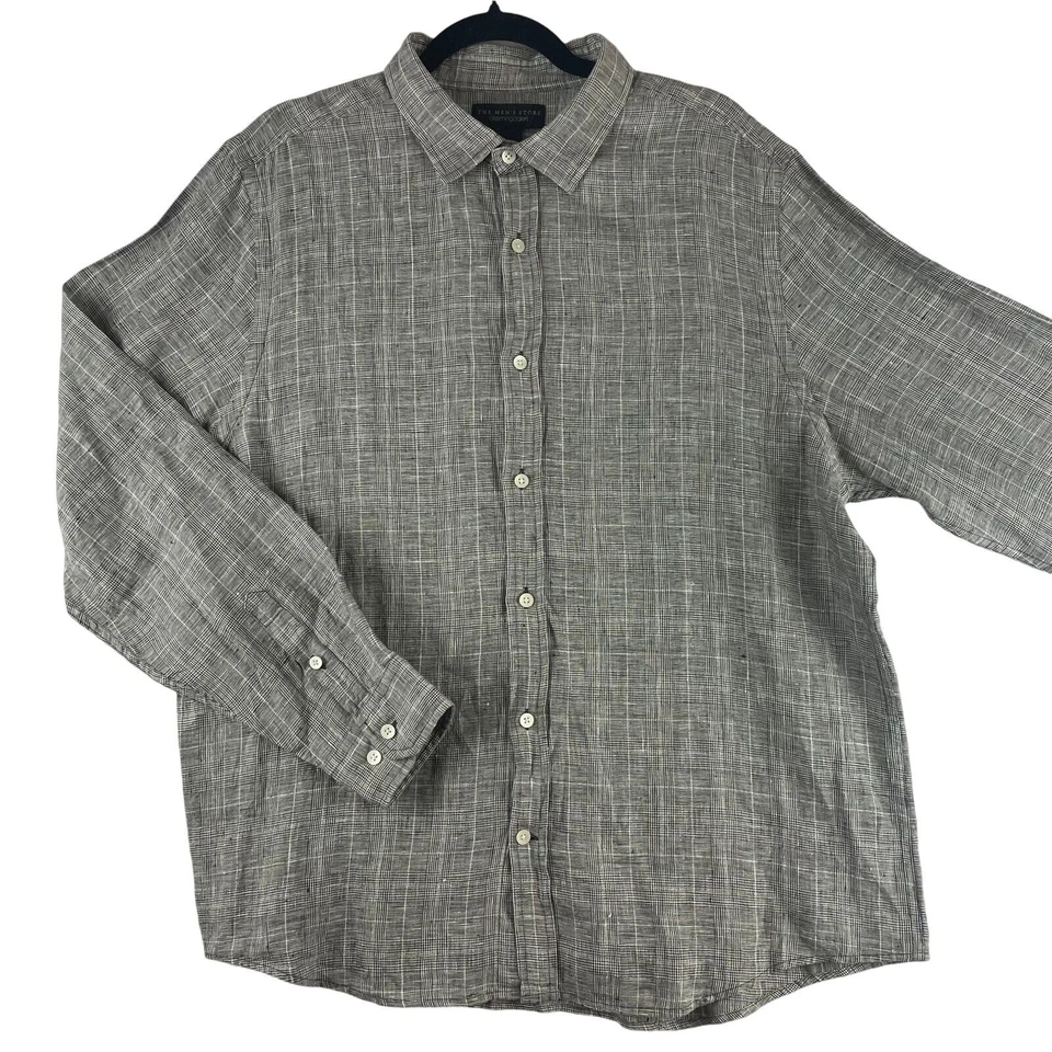 The Men’s Store Bloomingdale’s 100% Linen Glen Plaid Shirt XL  - Image 1 of 4