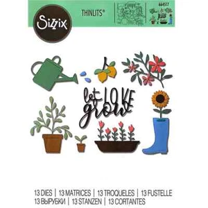 Sizzix Thinlits LET LOVE GROW Cutting Dies Garden Flowers 664517 Spring NEW - Picture 1 of 6