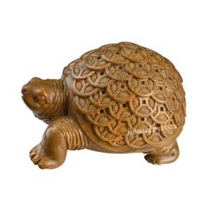 Colección de decoración del hogar tortuga de alguma verde de 2,95" 绿檀木雕刻金钱龟家居摆件文玩 - Imagen 1 de 6