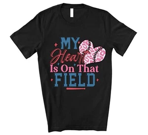 My heart is on that field T-shirt Baseball Softball Mom Gifts Short-Sleeve S-3XL - Picture 1 of 8