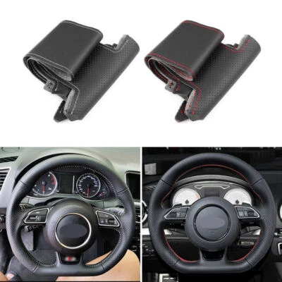 Cubierta de cuero para volante de costura manual de coche para Audi S3 2014-2017 S5 2012-2016 Foto 1 de 4