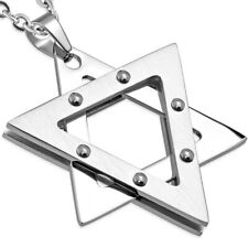 Stainless Steel Silver-Tone Statement Jewish Star of David Pendant Necklace, 24"