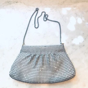Vintage Silber Netz Abendtasche Kette Riemen Party Handtasche Clutch - Bild 1 von 9