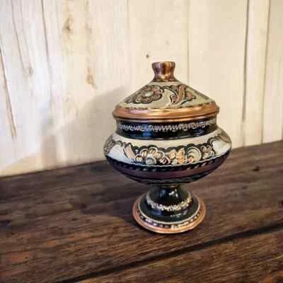 Copper Sugar Bowl with Lid, Decorative Bowl, Candy Dish, Solid Copper Candy Bowl - Image 1 of 4