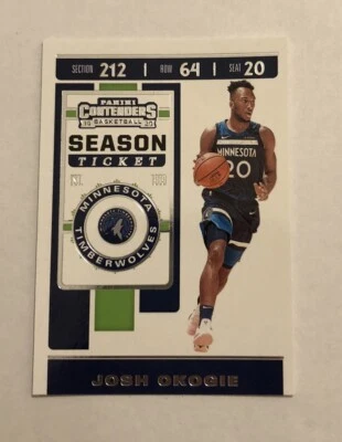Josh Okogie 2019-20 Panini Contenders Season Ticket #52 Minnesota Timberwolves - Image 1 of 2