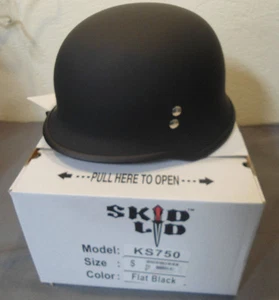 Skid Lid SMALL FLAT BLACK KS750  Half Motorcycle Helmet German WWII Style DOT  - Picture 1 of 3